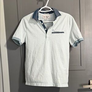 Original Penguin Men's Pale Blue Polo with Navy Accents